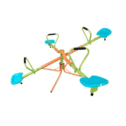 XSS004 Outdoorfour Seats Seesaw For 360rotating Sturdy Plastic Seat Seesaw For Seesaw Blue And Green For Age 3+ Green + Steel