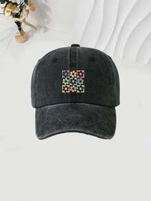 1 件花卉印花棒球帽，透气时尚男女通用款式，适合旅行、户外活动