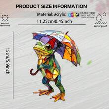 Whimsical Frog & Colorful Umbrella Sun Catcher - Stained Glass Window Hanging Decor | Vibrant Garden & Home Ornament For Indoor/Outdoor | Unique Unisex Gift For Birthday, Housewarming, Holidays (Frog Garden Art)