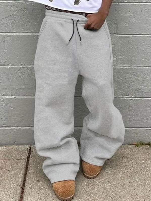 Solid Color Straight Leg Sweatpants, Loose Fit, Unisex, Casual Street Style, Comfortable, Suitable For All Seasons