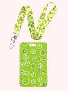 2件套夏日风夏威夷水果挂绳证件卡套（卡片+挂绳） - 草莓、菠萝、牛油果、柠檬、猕猴桃、西瓜图案，四季皆宜，可作工作证件、返校必备、教师学生礼物、汽车配件、可爱哥特风Y2K包包挂绳证件套、汽车配件、包包挂饰、汽车配件、朋友姐妹礼物创意 - 彩色 - 查看 13