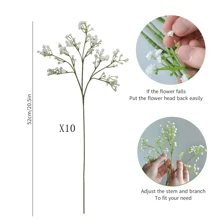 1pc/3pcs/5pcs/10pcs White Gypsophila Artificial Flowers, Fake Baby's Breath Bulk Bouquet Including Plastic Stems, Suitable For Home Decoration, Tabletop Decoration, Diy Flower Arrangements, Wedding & Festival Party Decorations,Room Decor
