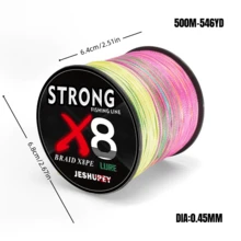 1 件 JESHUPEY 8 股编织鱼线，高强度 15-112 磅，适用于海钓、淡水钓、冰钓、紧密编织的鲤鱼鱼线