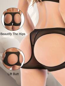 Women's Hollow Butt Enhancement Shorts, Tummy Control And Butt Enhancement-All Season Wear - 黑色 - 查看 1