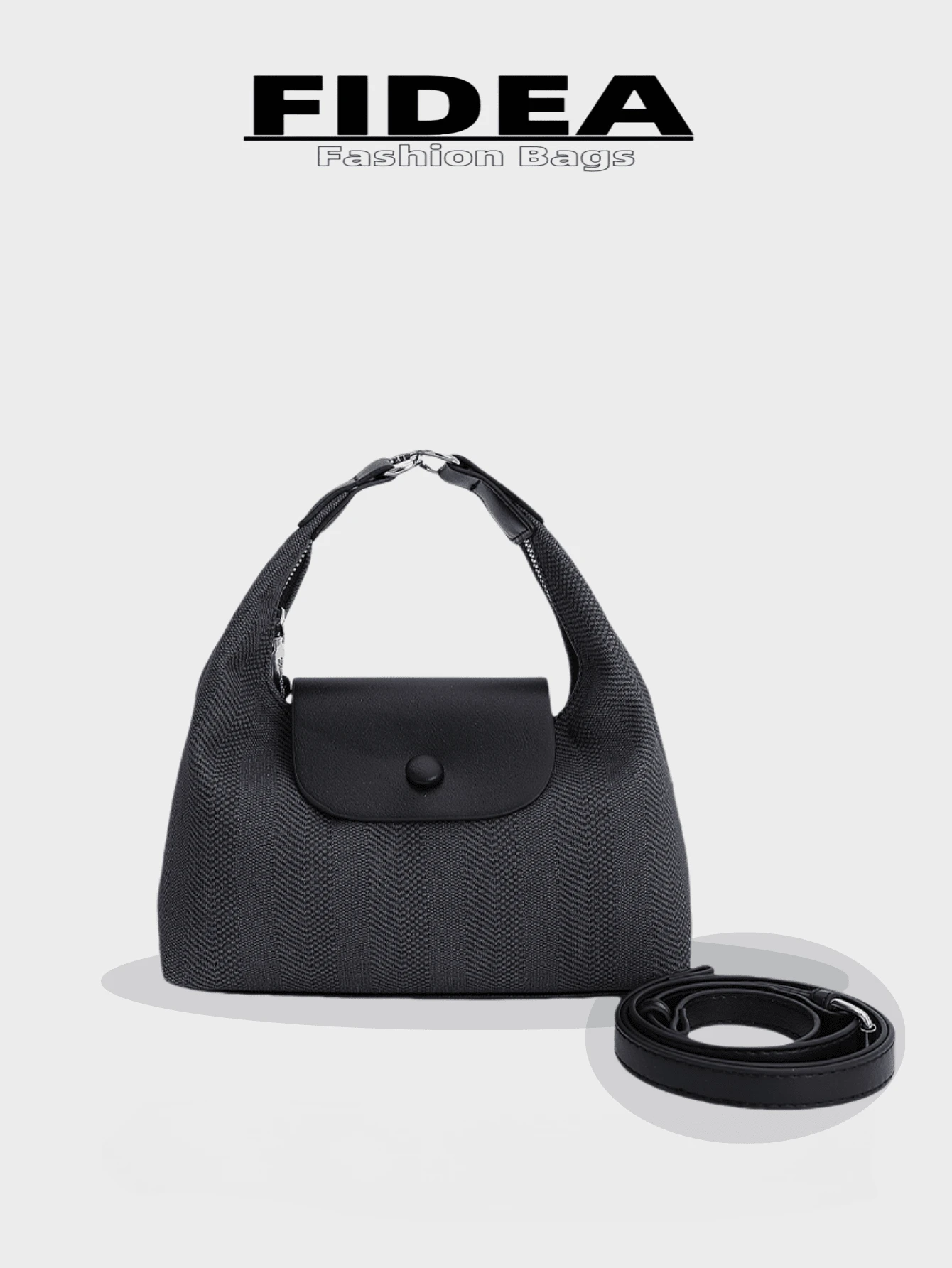 新款时尚女士手提包饺子款，简约别致纯色 PU 编织纹理，金属扣翻盖拉链开合可调节手柄舒适肩带，轻巧大容量，适合旅行、购物、约会、通勤