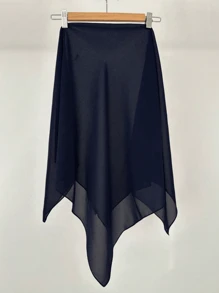 1pc Solid Color Women's Versatile Rectangular Instant Hijab Headscarf, Breathable Comfortable Lightweight High Density Chiffon Knitted Fabric, 175*70cm Chiffon Rectangular Scarf, Undershirt Headscarf, Shawl, Hijab, Suitable For Everyday Wear