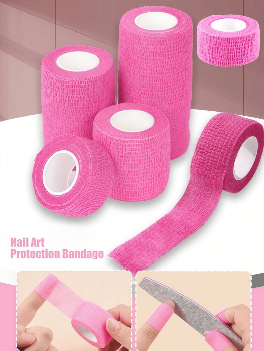 2/6 Bandagens protetoras para nail art, bandagens autoadesivas para manicure, fáceis de rasgar, fita autoadesiva elástica respirável multifuncional adequada para uso doméstico e em salão, suprimentos para unhas, ferramentas para unhas, ferramentas para nail art, volta às aulas, unhas, ferramentas para unhas postiças