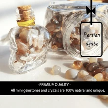 1/2/4/6 件水晶和迷你疗愈石，带骷髅咒语罐 - 水晶脉轮石可爱玻璃瓶 - 疗愈水晶