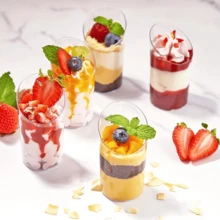 10pcs/20pcs/30pcs/40pcs/50pcs/60pcs Round Slanted Party Dessert Cups (60ml/3oz), Yogurt Jelly/Appetizer Cups - Reusable Dessert Cups, Suitable For Parties, Mini Desserts, Pudding, Fruit And Ice Cream Party Gatherings - Clear - View 4