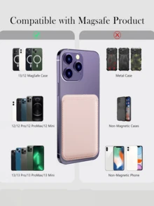 Magnetic Wallet Phone Card Holder, With MagMag Wallet Accessories, Compatible With IPhone 16/15/14/13/12 Pro/Pro Max/Plus/Mini Series Phone Cases, Women's Wallet, Mini Wallet, Handbag, MagWallet Card Holder, Magsafe Wallet - Baby Pink - View 2
