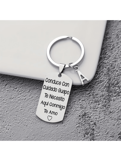 قلادة مفاتيح من الفولاذ المقاوم للصدأ محفورة بطراز إسباني، هدية رومانسية لعيد الحب للزوج أو الحبيب، تميمة لحقيبة عيد الميلاد، إكسسوارات السيارة، أفكار هدايا للأخت والمعلم
