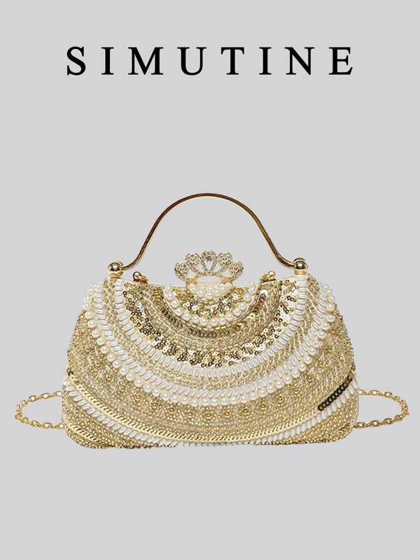 Bolsa feminina SIMUTINE Glitter, elegante bolsa clutch para festa à noite com alça de ombro de corrente