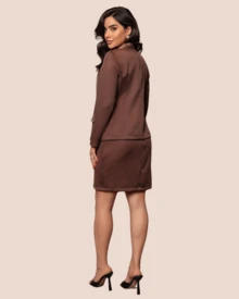 Women's Dress And Blazer Elegant Formal Set Ref:Valentina Simple Elegant Casual Split Button - 鏽棕色 - 查看 2