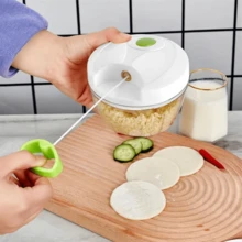 Stainless Steel Manual Food Processor, Powerful Hand Crank Chopper/Meat Grinder/Blender, Portable Hand Pull Rope Garlic Crusher & Onion Chopper, Suitable For Vegetables, Ginger, Fruits, Nuts, Herbs - Multicolor - View 11