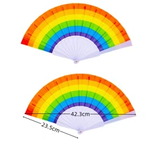 [1/2/4/10/20/30pcs] Folding Fans, Handheld Rainbow Plastic Foldable Fans, Party/Wedding Decor, Summer Cooling Supplies, Festival Dance Accessory