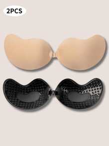 2pcs Adhesive Invisible Chest Stickers Gel Off-Shoulder Design Bra Sexy Push-Up Seamless Look Strapless Dress Wedding Party