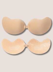 2pcs Adhesive Invisible Chest Stickers Gel Off-Shoulder Design Bra Sexy Push-Up Seamless Look Strapless Dress Wedding Party