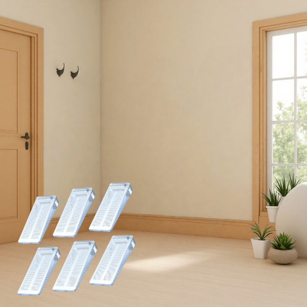 6pcs Transparent Anti-Slip Rubber Door Stops, Stackable Door Stopper, Door Wedge With Anti-Scratch Anti-Slip Design, To Protect Walls And Furniture, Door Stops, Door Clips, Door Chocks And Floor Chocks