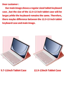 Étui de clavier compatible avec Galaxy Tab et iPad, Redmi Pad Se, avec clavier Bluetooth sans fil détachable (150 mAh) et support pour crayon