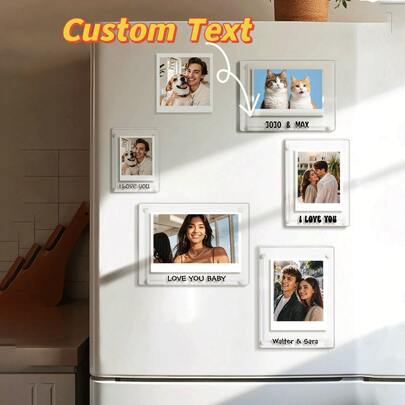 Pegatina personalizada de acrílico para fotos de refrigerador - Decoración de fotos personalizada - Gabinete de almacenamiento del refrigerador, oficina y hogar - Regalo magnético personalizado | Guarda tus mejores fotos. Decoración de fotos personalizada, regalo de aniversario, regalo de boda, regalo de fotos, regalo para ella, regalo de mudanza, galería de fotos de pared