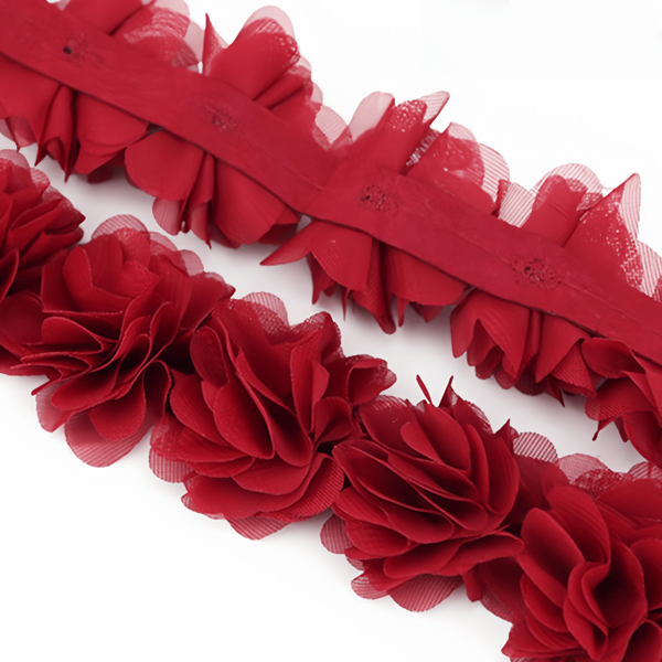 [1 Meter] Chiffon Lace Fabric Ribbon Clothing Accessories Decorative Flower Gift Ribbon Non-Woven Fabric Base Clothing Accessories DIY Decorative Flower Gift Packaging Ribbon Non-Woven Fabric Base Cubic Flower Lace Wedding Headdress/Swimsuit Swimming Cap Accessories/Headband Hairpin DIY/Hand Bouquet Decoration/Baby Shoes And Hats