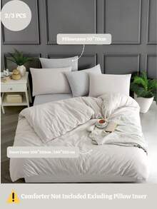 Yarn-Dyed Bedding Set | Single (160x220 Cm – Polyester Blend) & Double (200x220 Cm – 100% Cotton) | With Pillowcase | Button Closure | Made In Turkey - White - View 2