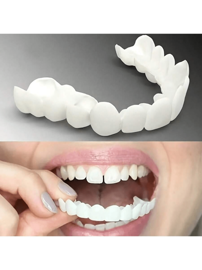 Bequemes, natürliches weißes Ober- und Unterteil-Set mit Aufbewahrungsbox - perfektes Lächeln, einfache Installation, geeignet für alle Zahnformen