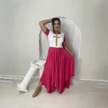Vestido de Dança Coreografia Cruz Moda Evangélica - Pink - Visão 3