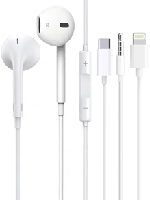 سماعات أذن متوافقة مع آيفون، سماعات أذن داخل الأذن نوع C USB-C مريحة، سماعات رأس سلكية استريو عالي الجودة نوع C 3.5 مم مع ميكروفون بلوتوث والتحكم في المكالمات، عازلة للضوضاء