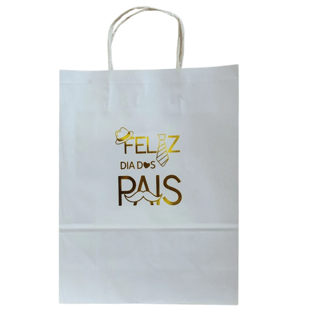Sacola Personalizada - Dia Dos Pais - Alça Papel / Alça Cordão - 10 Und - Média