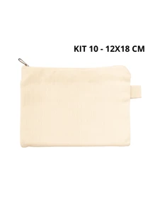 Kit 10 Necessaire 100% Algodão Cru Necessaire Para Bordar Lisa 12x18