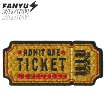 ADMIT ONE チケット ヒッピー パンクロック カートゥーン アドベンチャー おもしろい クール アイロンワッペン DIY 衣類アクセサリー 刺繍アップリケ シャツ、パンツ、バッグ、靴、帽子に使えます