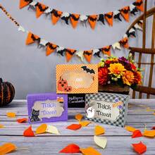 3 Design Mix Halloween Cardboard Gift Boxes For Halloween Treat Boxes In Halloween Features For Candy Snacks Cookie Small Gifts With Window And Ribbon - Multicolor - View 7