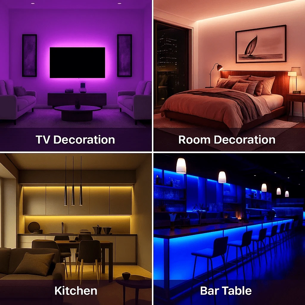 5m USB RGB LED Strip Lights  - Colour Changing Tape Light For Kitchen Cabinet, TV Backlight | 5050 SMD IP65 Splashproof, Home Decor UK - Multicolor - View 1