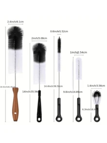5pcs/Set Deluxe Bottle Cleaning Brush Set - Long Handle 5-In-1 Multi-Purpose Cleaner For Narrow Neck Bottles, Sport Bottles, Coffee Mugs, Tumblers, Flasks, And More - Easy To Use, Effective, And Space-Saving Design.