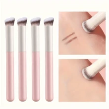 1 Professional Makeup Brush Mini Beveled Flat Top For Concealing, Blending And Setting - Perfect For Nose Contours And Under-Eye Details - Soft Synthetic Bristles, Fragrance-Free, Suitable For All Skin Types