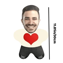 Customized Photo Heart-Shaped Plush Pillow - Personalized Mini Doll Gift With Surprise Expression, Soft Short Plush Fabric, Suitable For Home Decor Or Love-Themed Gifts | Customized Pillow For Birthday, Christmas, Valentine's Day, Mother's Day And Father's Day