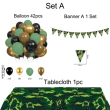 Army Party Decoration, Camo Birthday Party Decorations, Party Decorations, Army Birthday Party Decorations, Army Plastic Tablecloth, Camo Green And Brown Balloons, Camo Flag Pennant Banner, Millitary Party Accessories - Camouflage Party Set - View 3