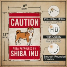 1pc Vintage Style Metal Sign "Shiba Inu Patrol Zone" - Durable Metal Wall Art Poster, Suitable For Home, Garden, Bar, Cafe, Club, Gallery, Gym, Garage, Laundry Room, Farmhouse Decor - Waterproof, Dustproof, Easy To Hang - Random Hole Style - Multicolor - View 4