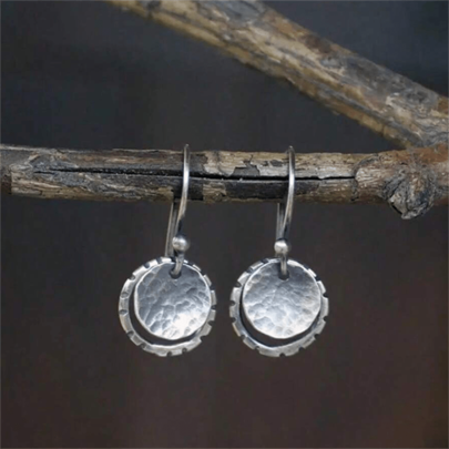 1 par de pendientes con colgante redondo hueco vintage estilo bohemio, joyería de moda como regalo para mujeres, accesorios para fiestas