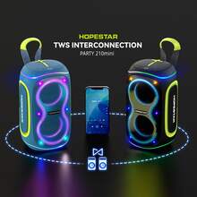 HOPESTAR Bocina para fiestas de 30 W - Altavoz portátil inalámbrico con sonido Hi-Fi potente, luces RGB, resistencia al agua IPX5, batería recargable de 4000 mAh - Altavoz compacto para viajes en casa y al aire libre - Negro - Ver 4