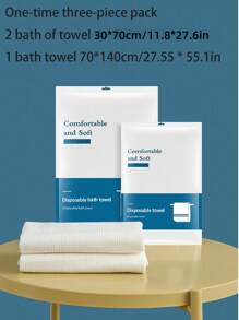 One-Piece Outdoor/Hotel Travel Supplies, Disposable Towel/Bath Towel/Bed Linen Set, Portable Style, Towel/Bath Towel/Bed Sheet Quilt Cover Double-Layer Pillowcase, White Set