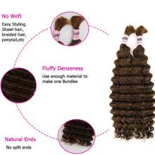 WOWANGEL #4 Dark Brown Braiding Hair Human Bulk Hair Deep Wave Bulk Human Braiding Hair For Braids Hair No Weft Human Hair Extensions