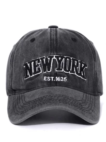 1 pezzo Cappellino da baseball vintage lavato rosso - Ricamato "NEW YORK EST.1625", stile vintage unisex, cappelli per la stagione del ritorno a scuola degli studenti, regolabile per uscite casual e viaggi