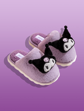 Sanrio Kuromi Plush Slippers-Gradient Velvet Design With 3D Cartoon Character, Soft And Warm For Indoor Use, Anti-Slip Durable PCV Sole, Features Delicate Lines And Warmth-Keeper, Suitable For All Ages, Great For Winter Season, Perfect For Home And Daily Wear, Available In Multiple Sizes