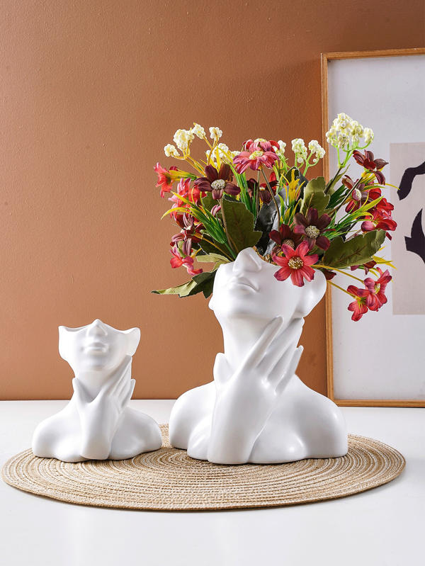 1 pieza, Maceta decorativa con ornamento de cara abstracta de flor, macetas creativas, maceta súper hermosa, decoración del hogar interior y exterior, jardín y patio