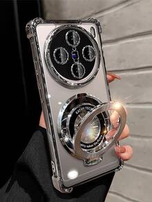 奢华电镀银色手机壳，带指环支架和磁吸支架，防震，时尚新款硅胶软保护套，兼容 16/15/14/13/12/11/X/XS/XR/8/7 Plus/Pro Max，Galaxy S25/S24/S23/S22/S21/Note 20/A55/A54/A53/A52/A35/A34/A23/A16/A15/A14/A13/A12 - 銀色 - 查看 6