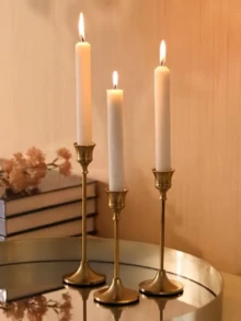 6pcs/3pcs Set Gold Metal Conical Candle Holders, Romantic European Style Home Candlelight Dinner, Wedding Decor, Room Decor, Home Decor, Suitable For Multiple Occasions Like Christmas, Halloween, Easter, Thanksgiving, Wedding, Party, Hotel - Durable, Easy Assembly (Candles Not Included) - Silver - View 7