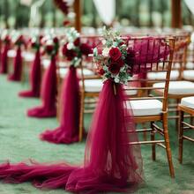 1pc2pc, Elegant Wine Red Wedding Mesh Arch Curtain - Polyester Fiber, Suitable For Weddings And Events - Romantic Wine Red Mesh, Perfect For Outdoor Parties, Proposals And Celebrations, No Power Required, Wedding Decoration, Suitable For Hanging Romantic Wedding Decoration Fabric It Is Highly Suitable For Thanksgiving,