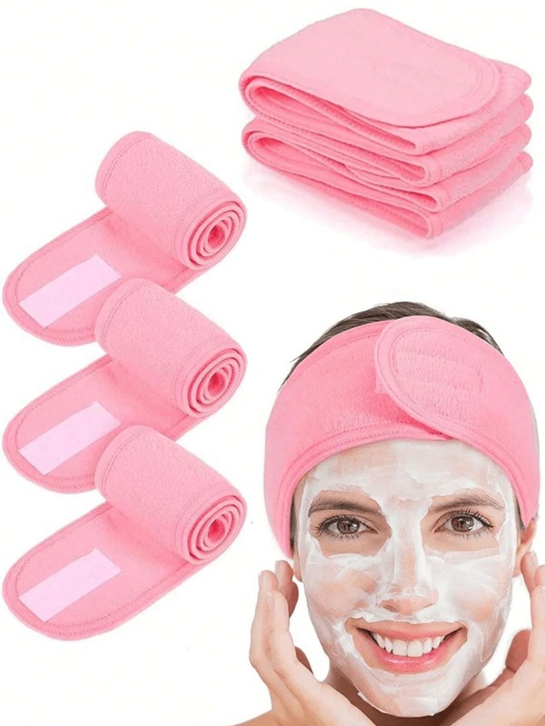 3pcs/1pc Spa Facial Hair Band, Soft And Adjustable, Shower And Makeup Hair Band, Suitable For Washing Face, Shower Face Cover, Yoga, Soft Towel And Hair Styling Accessories